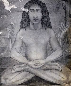 BabaJi Painted on a Wall in Temple at Dunagiri